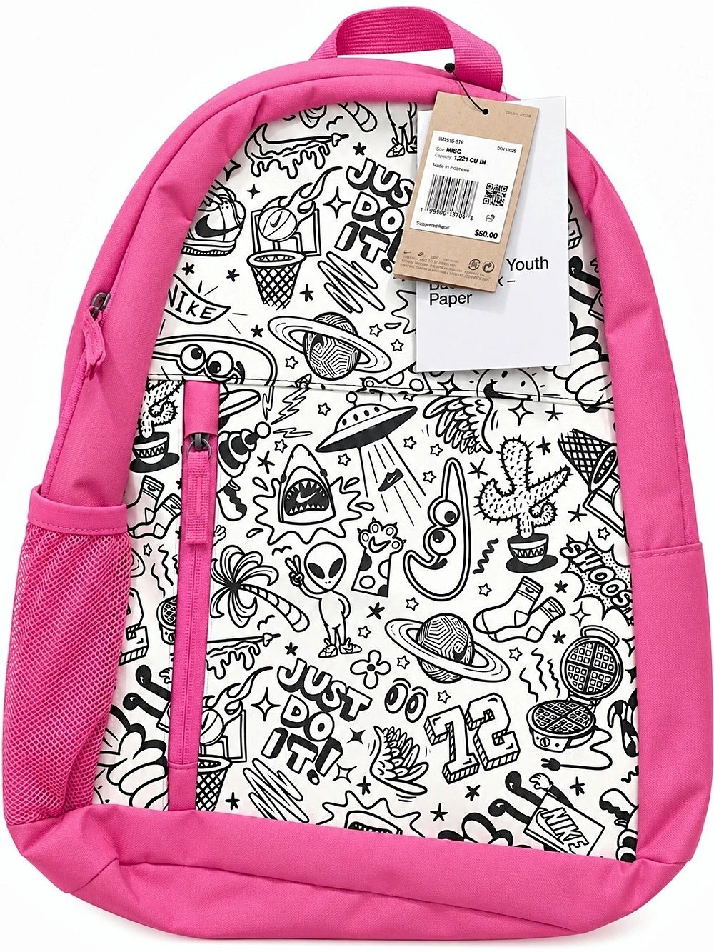 Nike SuperBreak Plus Youth Pink & White Backpack NWT